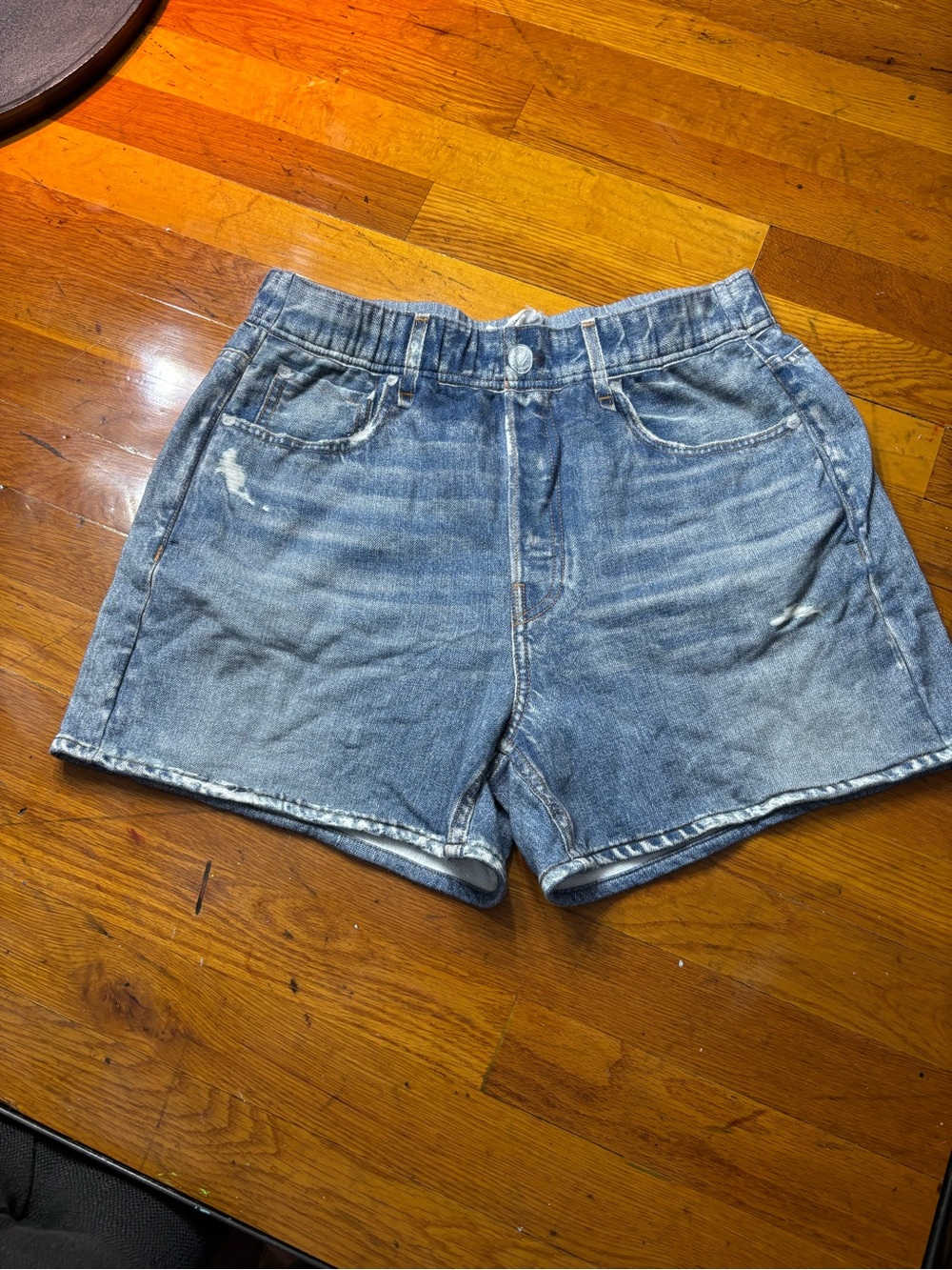 rag & bone Blue Distressed Denim Jean Shorts - Picture 2 of 7